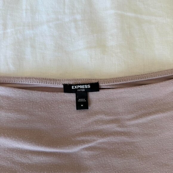 Express Supersoft Fitted Boat Neck Long Sleeve Tee Light Mauve Medium - Picture 4 of 5